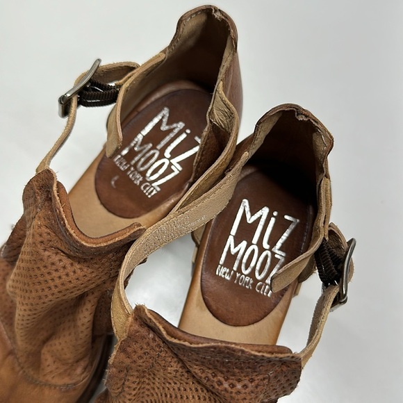 Miz Mooz Heeled Sandal Shoes Open Toe Adjustable Ankle Strap Leather Tan Brown 6 - Picture 8 of 11